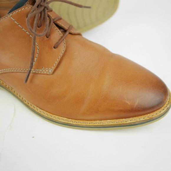 CLARKS Men\'s 11 W - Brown tan leather oxfords lace up casual comfort dress shoes